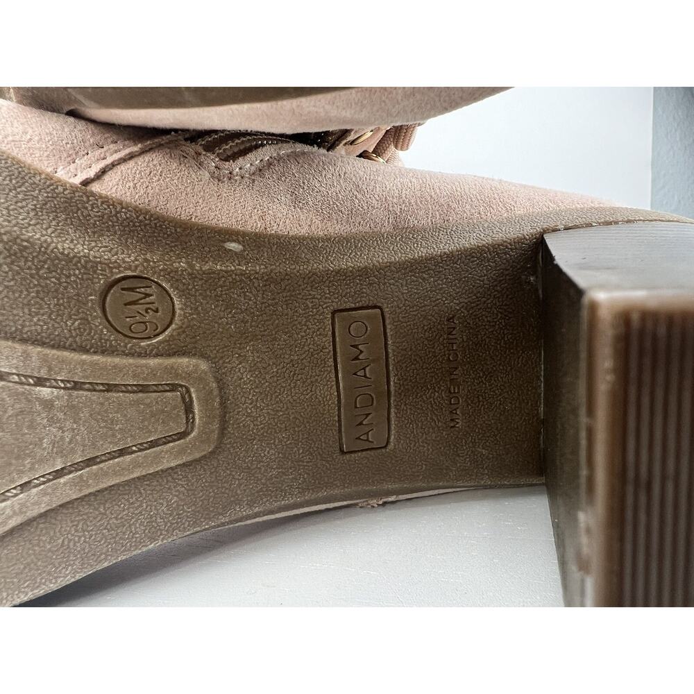 ANDIAMO Womens Size 9.5M Salmon Pink Faux Suede Ankle Boots Zipper Booties - Picture 14 of 14